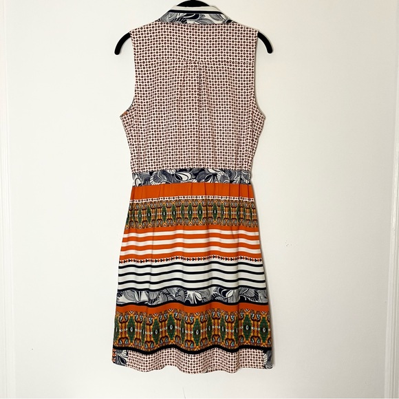 Miss Sixty M60 Graphic Color Block Sleeveless Collared Dress Size 10 - Picture 6 of 12